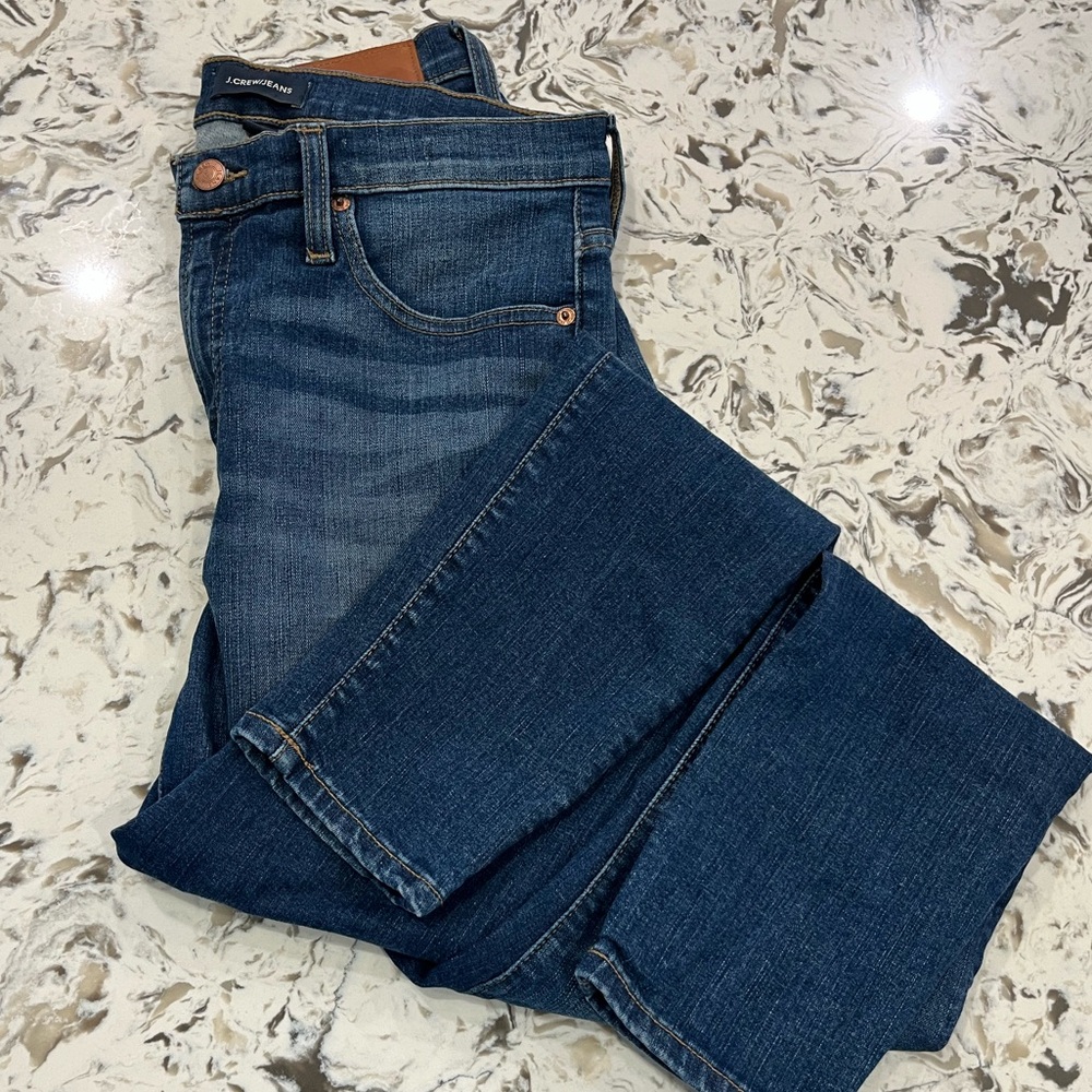 J. Crew 9” High Rise Toothpick Dark Blue Jeans